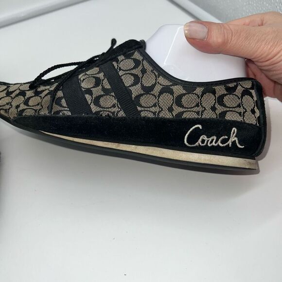 Coach Tania Monogrammed Canvas and Suede Sneaker - Picture 3 of 13